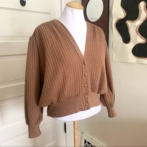 Vintage Brown Ribbed Cardigan
